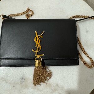 Yves Saint Laurent Black Crossbody Bag with Gold Chain